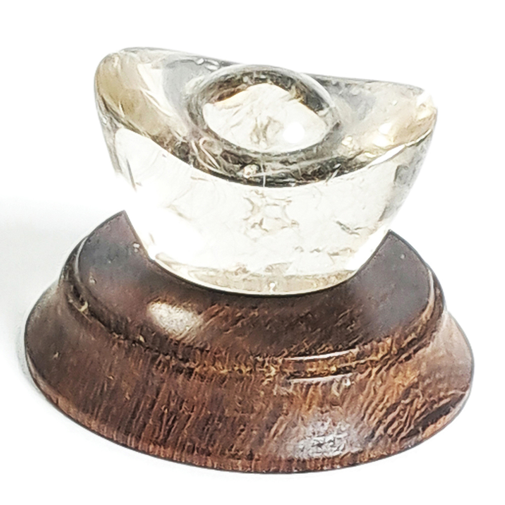 髮晶元寶2.5公分&雞翅木座加贈聚寶盆【十方】152282