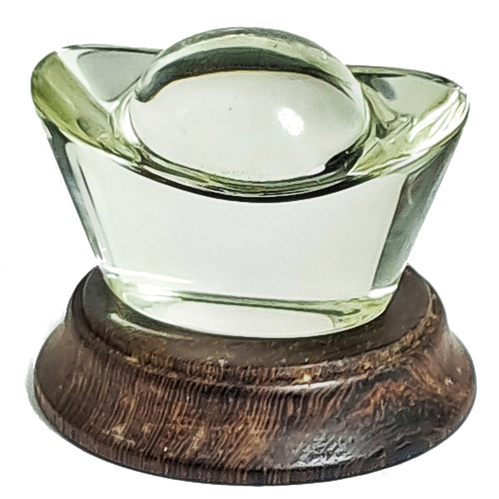 髮晶元寶3.3公分&雞翅木座加贈聚寶盆【十方】152281