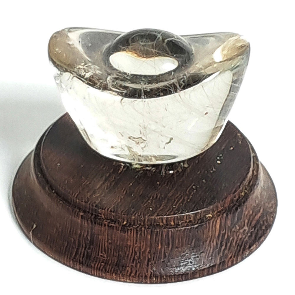 髮晶元寶2.5公分&雞翅木座加贈聚寶盆【十方】152282