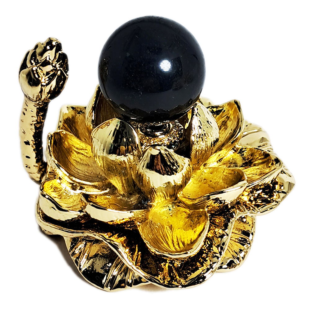 黑曜石球2.4公分+金蓮座【十方】152277