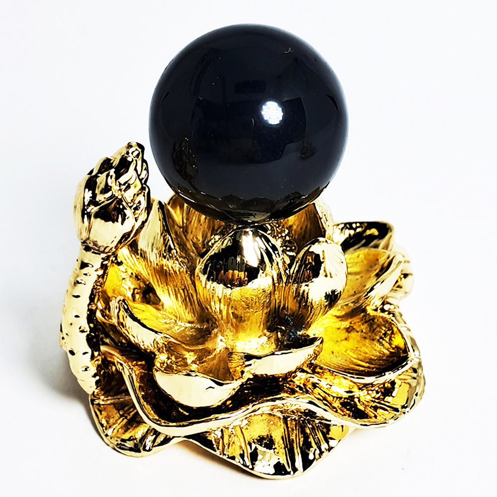 黑曜石球2.4公分+金蓮座【十方】152279