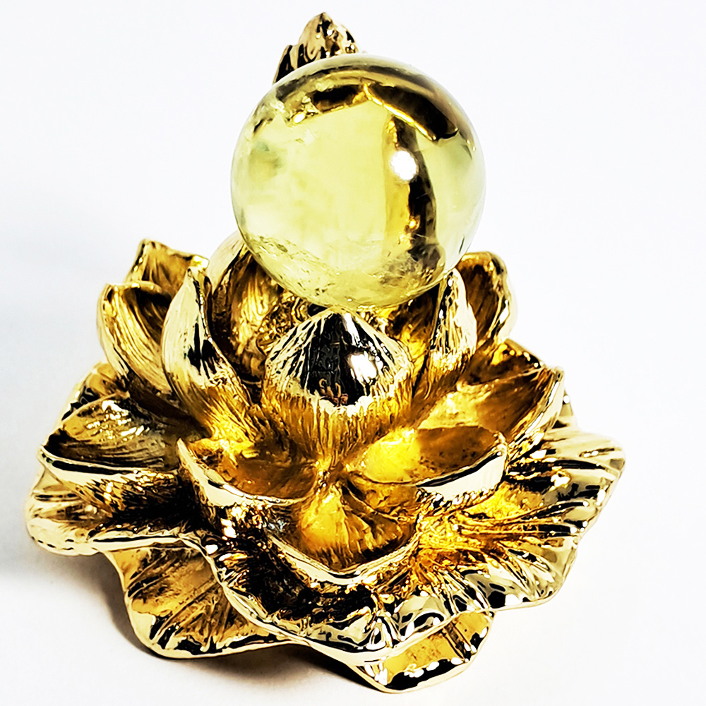黃水晶球2.1公分+金蓮座【十方】152270
