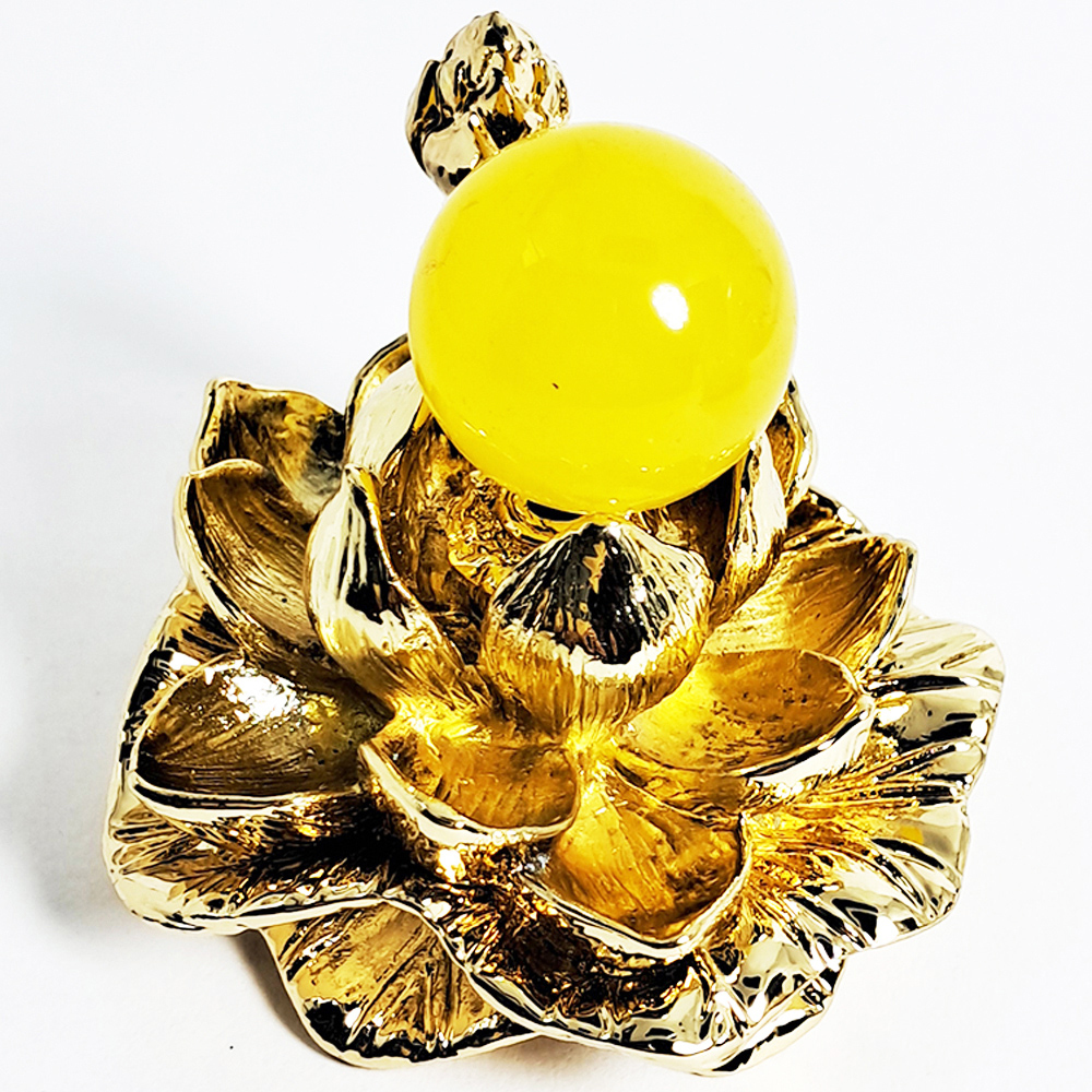 黃瑪瑙球1.8公分+金蓮座【十方】152276