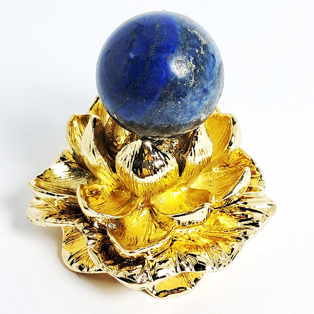 青金石球2.3公分+金蓮座【十方】152278