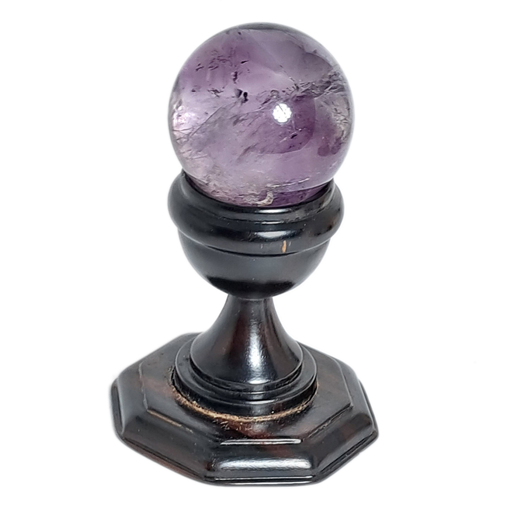 紫黃晶球3.4公分附黑檀座【十方】152433