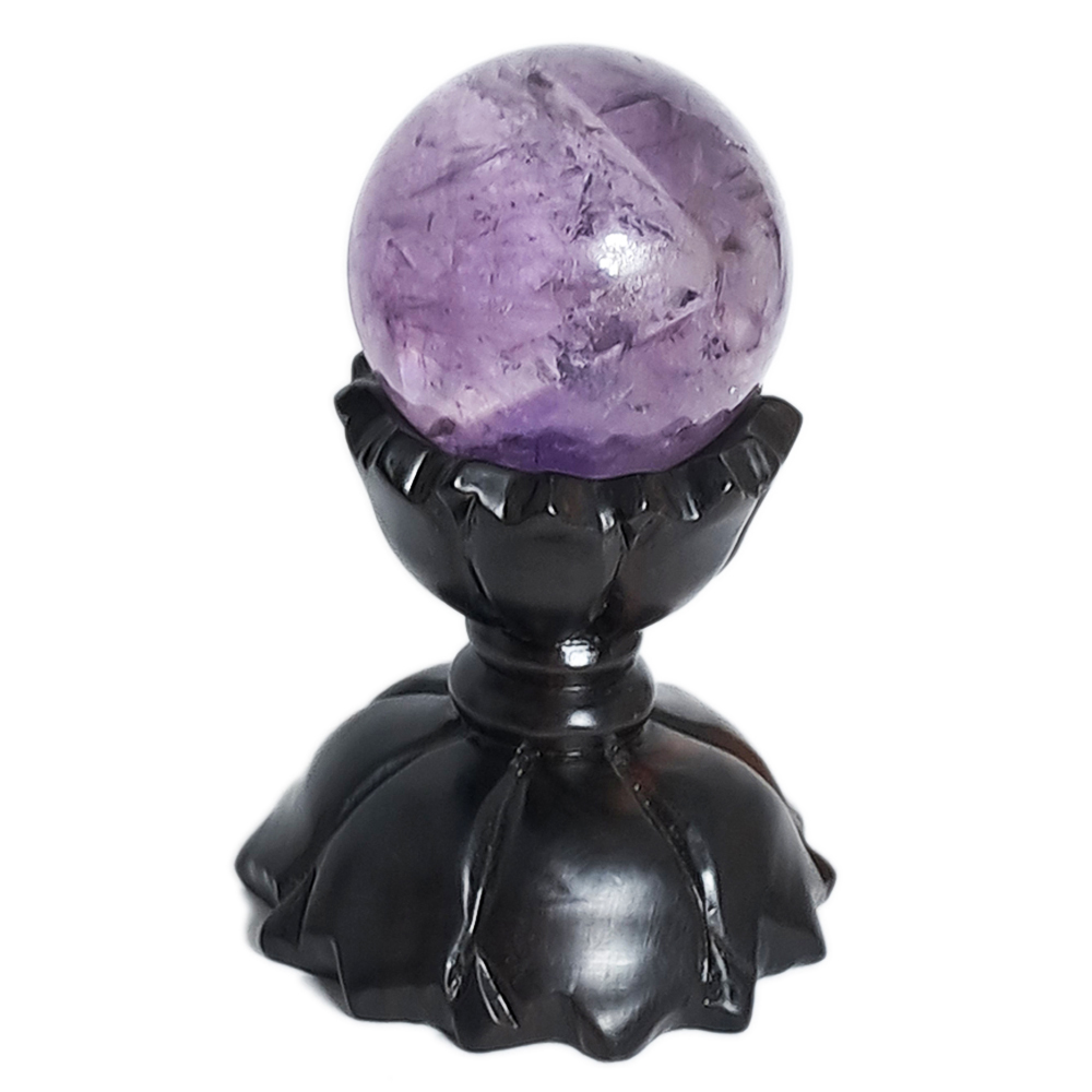 紫晶3.6公分附黑檀蓮座【十方】152431