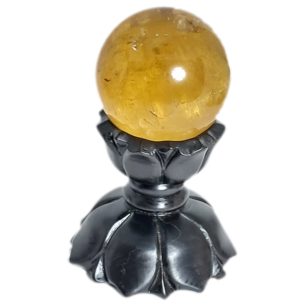 黃冰晶球4公分附黑檀蓮座【十方】152430