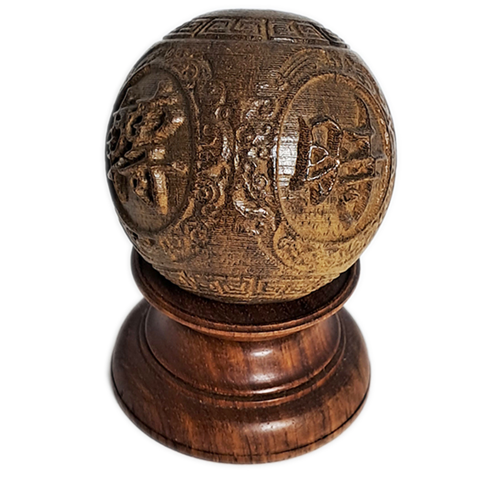 時來運轉轉運珠{土沉木雕}附座【十方】152413