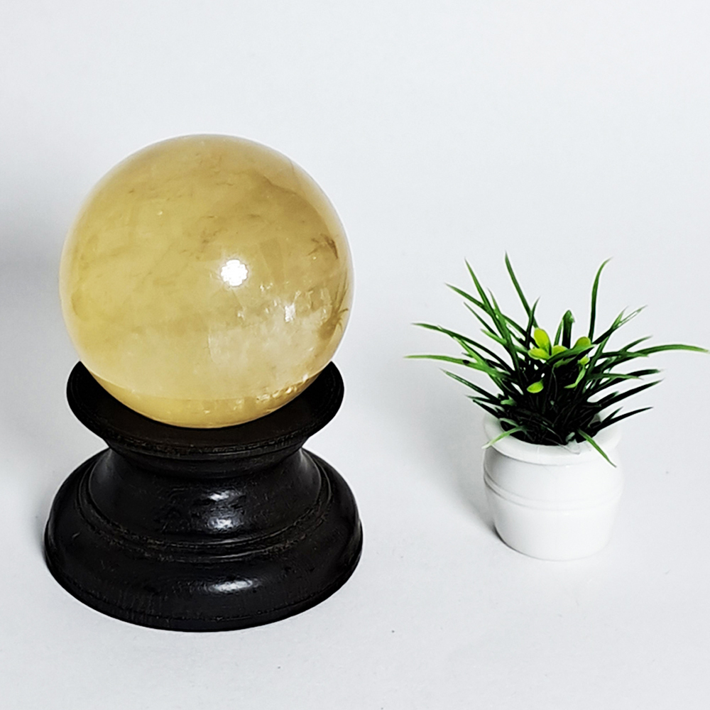 黃冰晶球&花梨木座【十方】152434