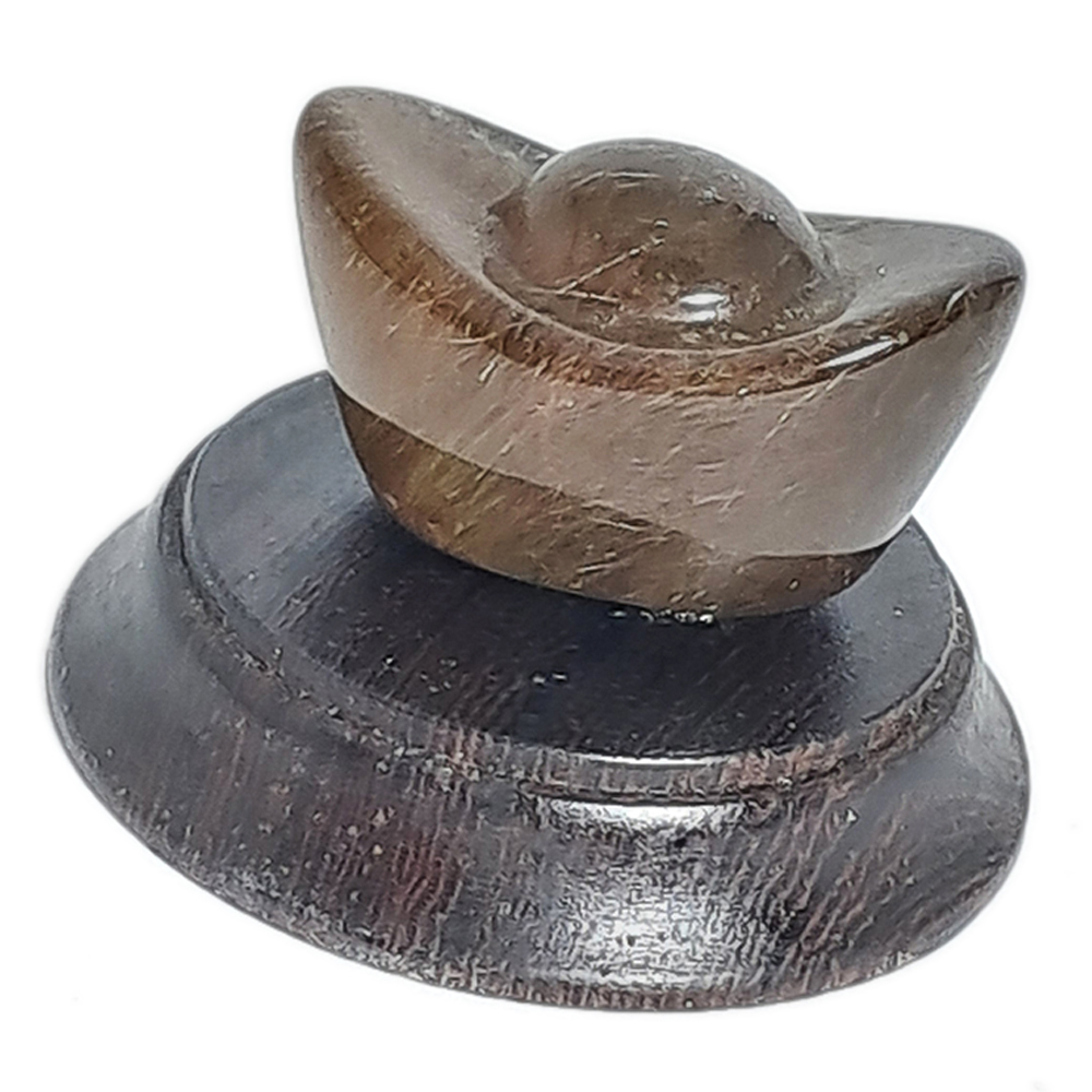 髮晶元寶2.5公分&雞翅木座加贈聚寶盆【十方】152443