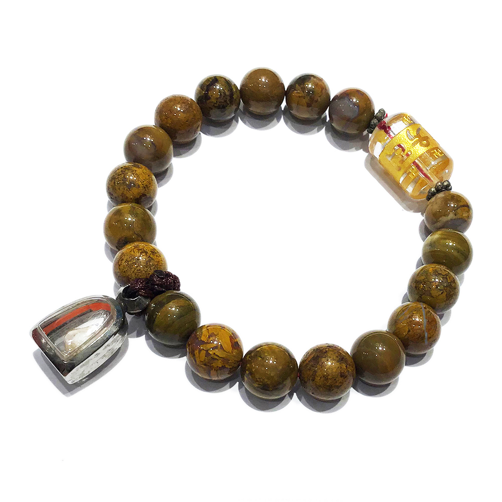 龍宮舍利&六字真言&木化石手珠10mm【十方】123719