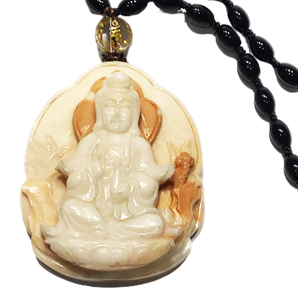 白衣觀音{龍宮舍利}黑玉髓項鍊【十方】148925