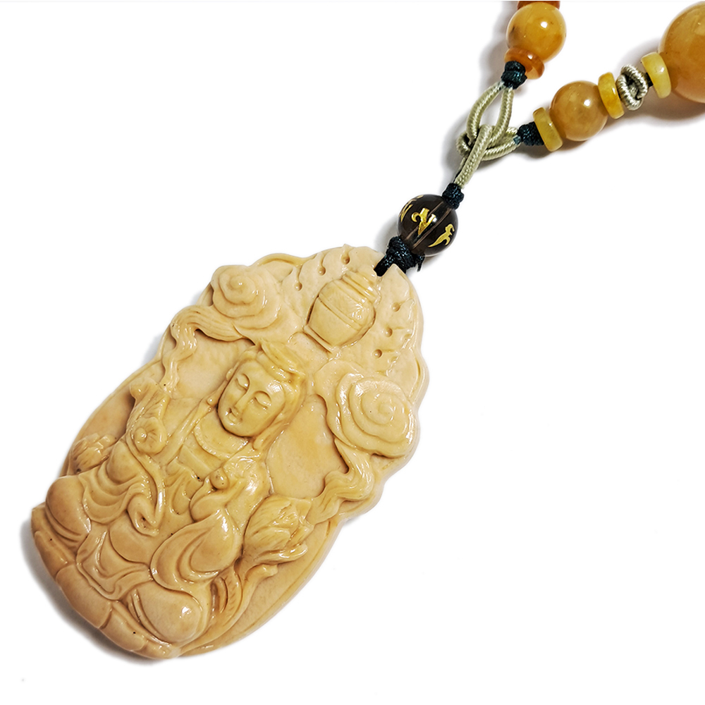 祥雲觀音{龍宮舍利}黃玉中國結項鍊【十方】123685