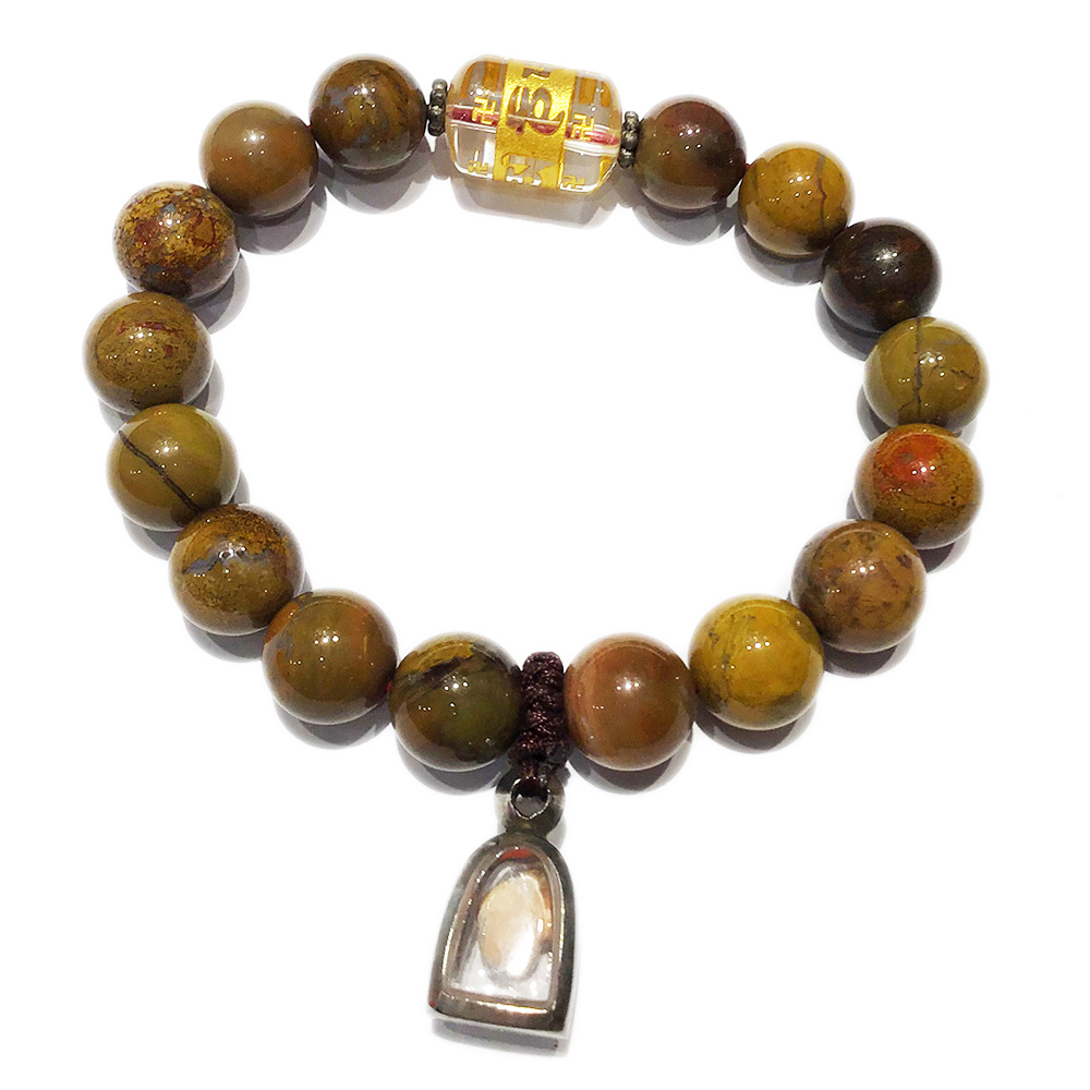 龍宮舍利&六字真言&木化石手珠12mm【十方】123720