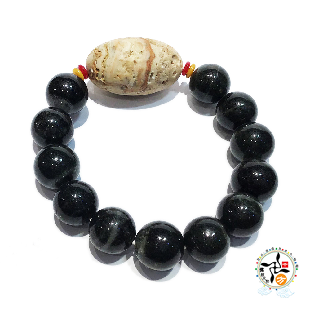 龍宮舍利+綠幽靈水晶手珠15mm【十方】149086