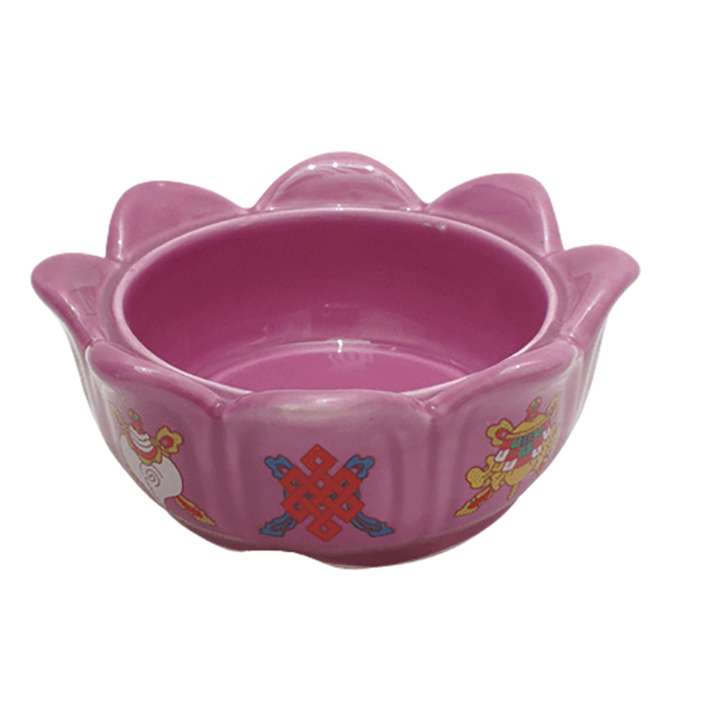 八吉祥紫蓮花瓷座{智慧 貴人相助)【十方】122412