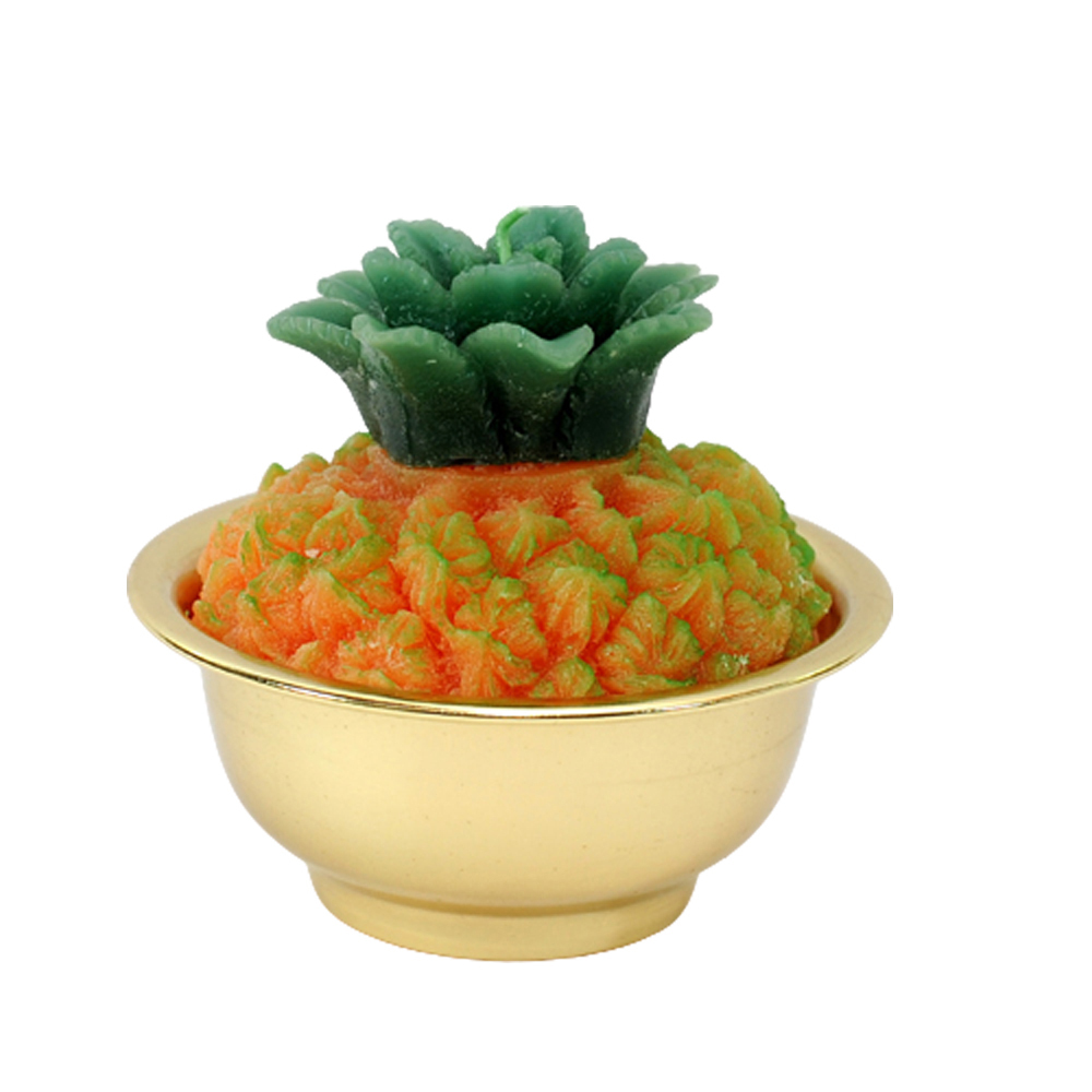 好運旺來{鳳梨燭}金碗(1對)【十方】131191