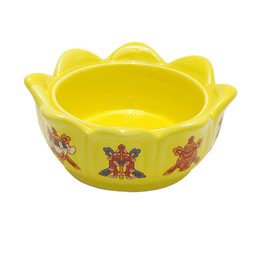 八吉祥黃蓮花瓷座{求財 佛力加持)【十方】140798