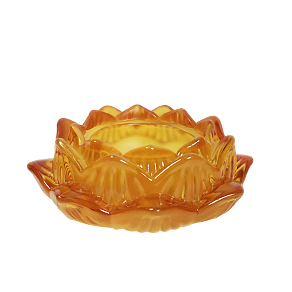 蓮花琉璃燈座 琥珀色【十方】145684