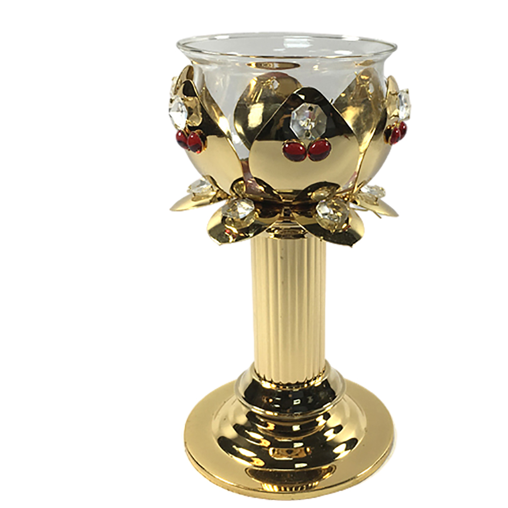 金銅蓮花高腳蓮花座 21公分單支【十方】145870