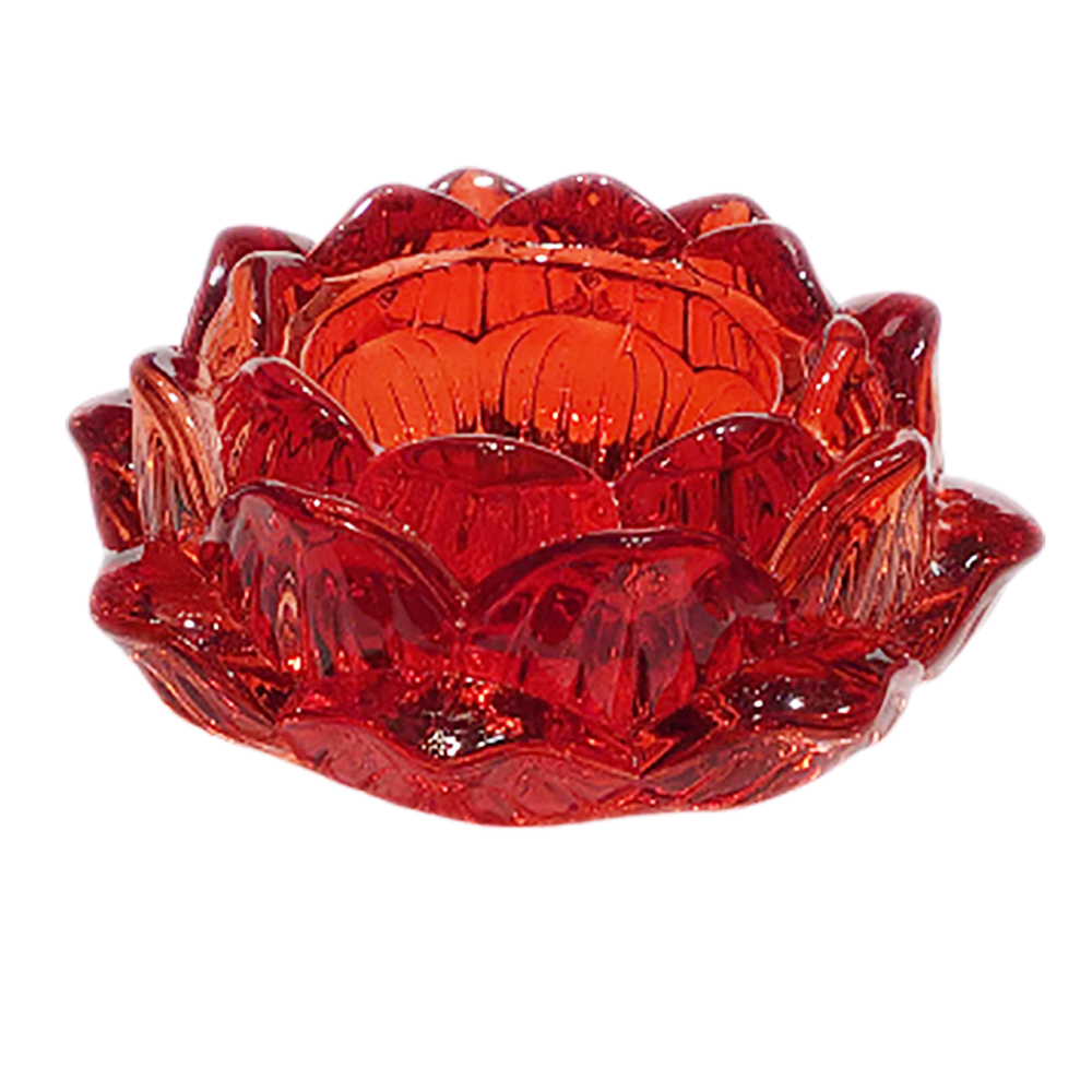  蓮花琉璃燈座 紅色【十方】149147