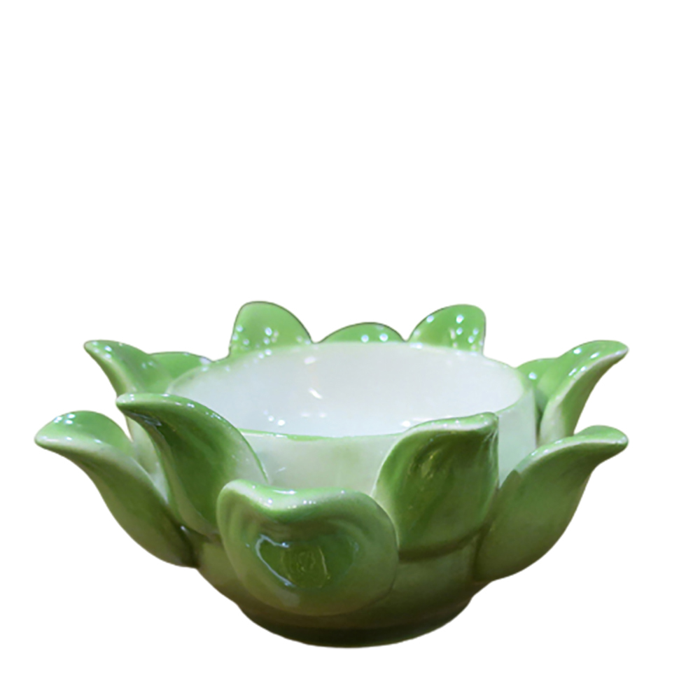 精緻綠瓷蓮座{正財 家運美滿)【十方】114455