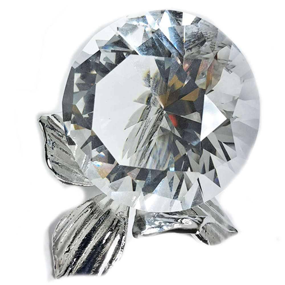 穩鑽{賺}水晶鑽石6公分&銀花托座【十方】152464