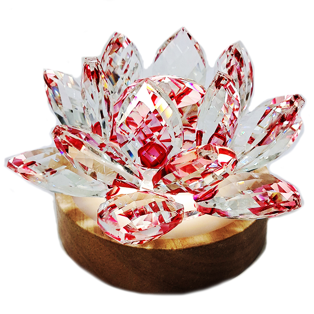 水晶蓮花40#紅&Led燈座1座【十方】152640