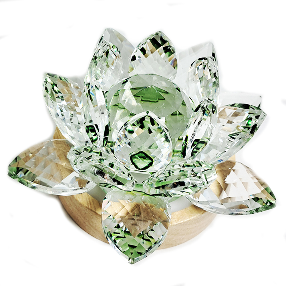 水晶蓮花40#綠&Led燈座1座【十方】152642