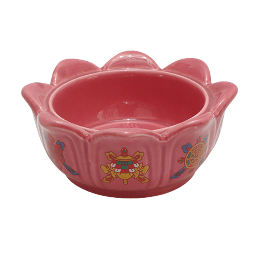 八吉祥紅蓮花瓷座{吉祥 長壽百歲)【十方】122415