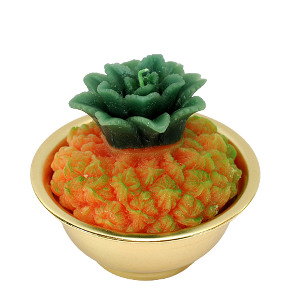 好運旺來{鳳梨燭}金碗(1對)【十方】131191