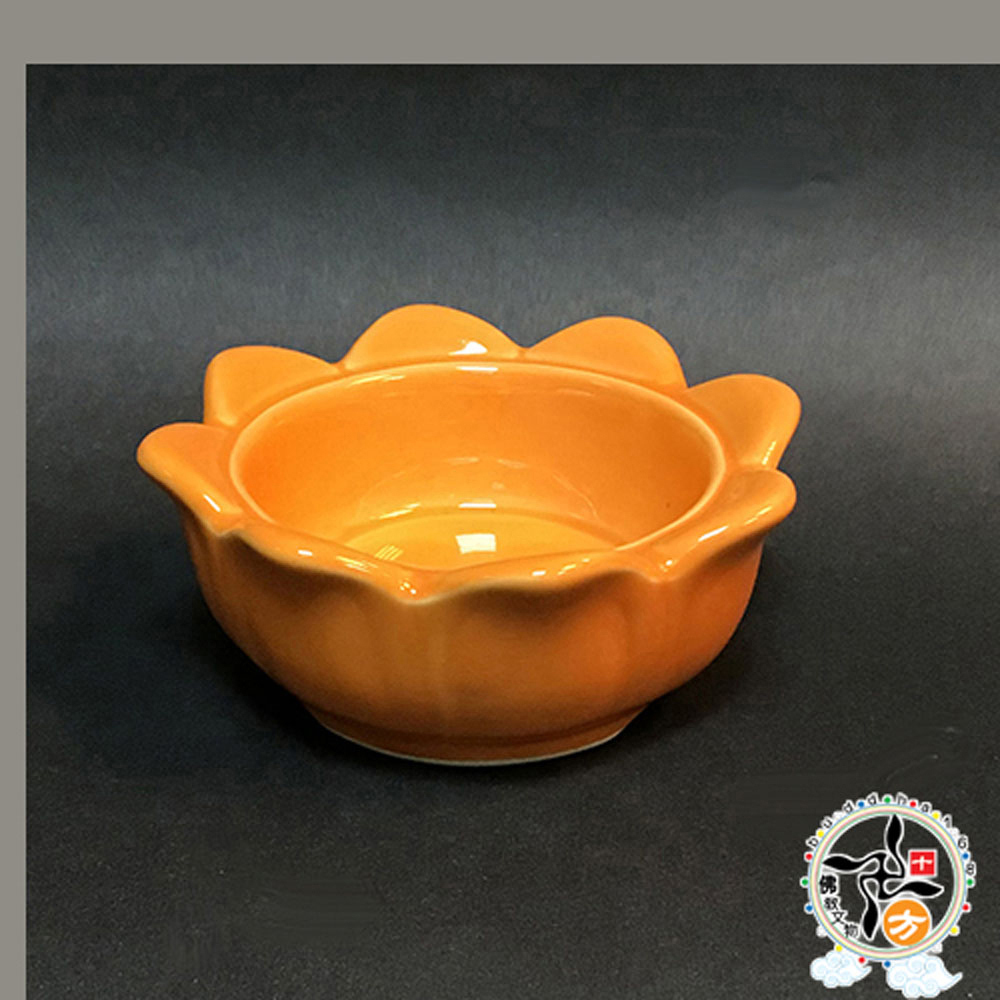 蓮花瓷燈座{橙色)【十方】146677