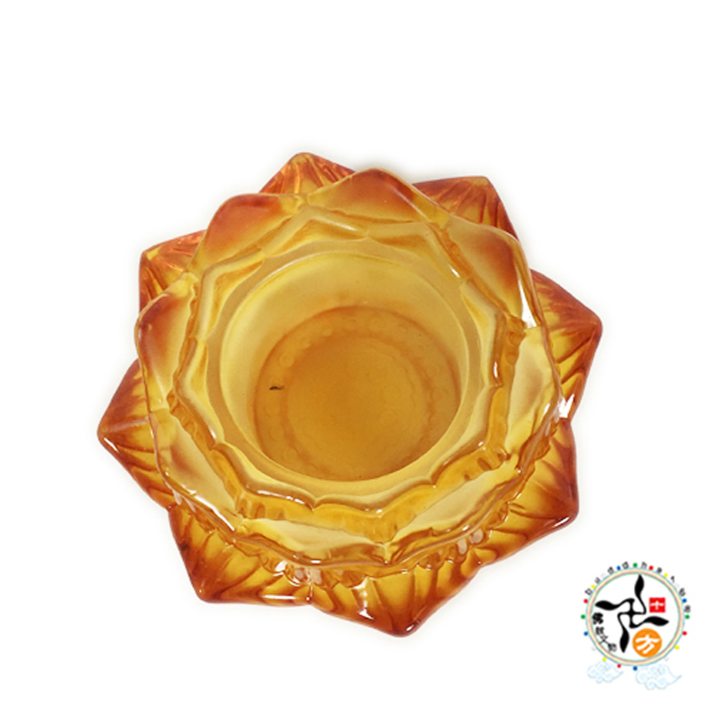 蓮花琉璃燈座 琥珀色【十方】145684