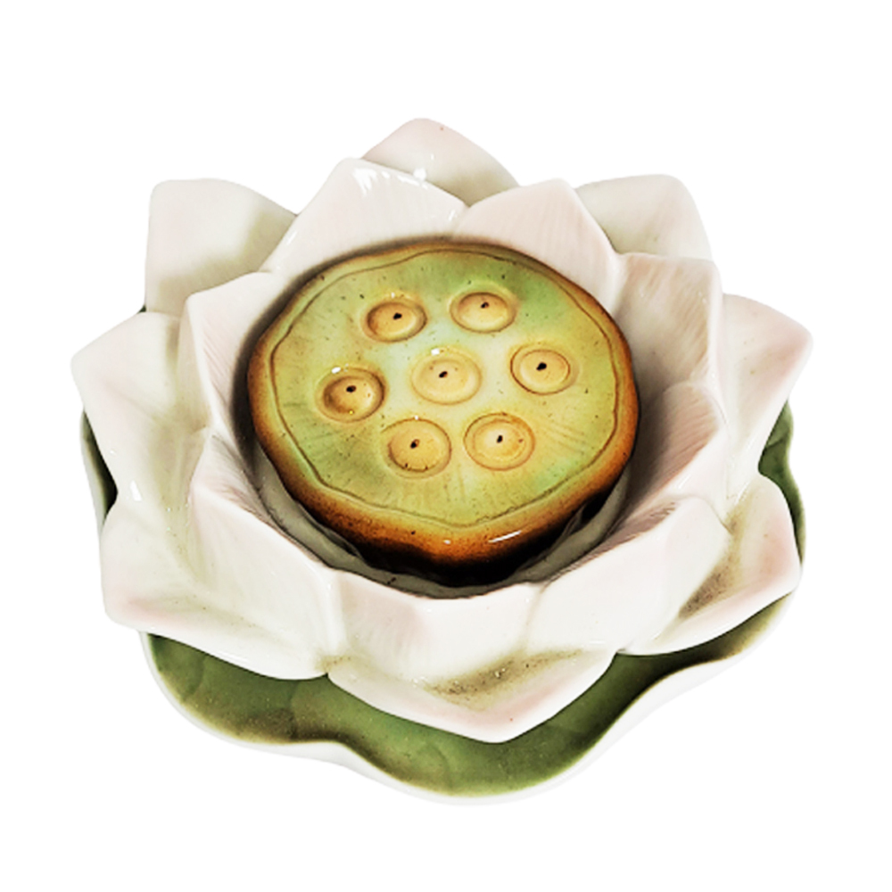 典雅蓮花瓷座 13.5*高5.5公分【十方】146986