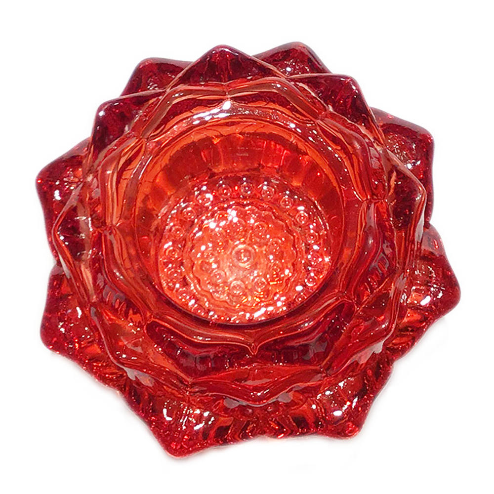  蓮花琉璃燈座 紅色【十方】149147