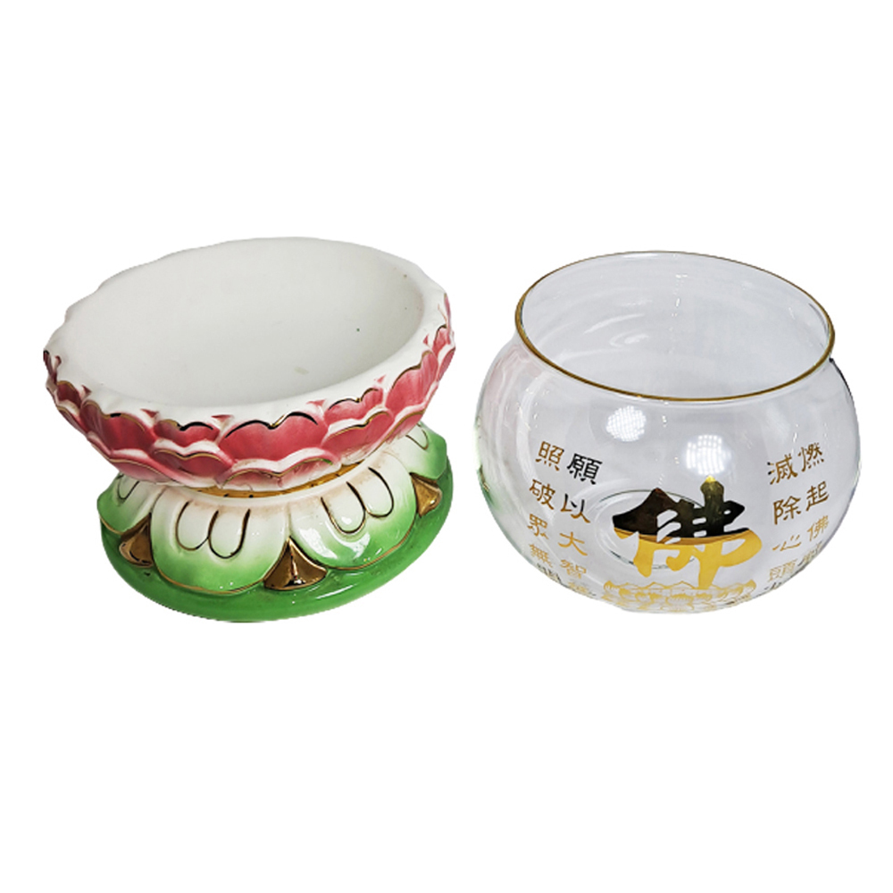 彩瓷蓮油燈組【十方】150036