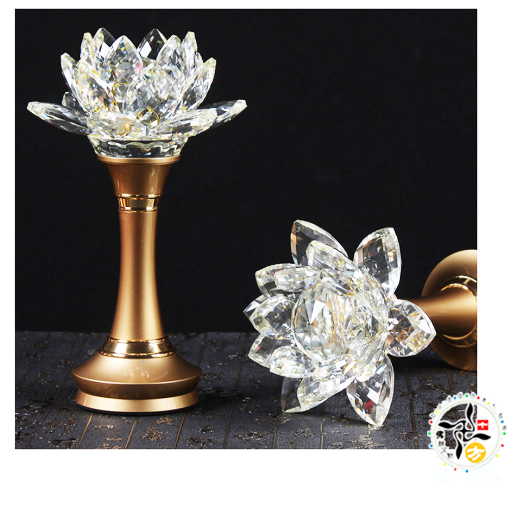 LED七彩水晶蓮花燈13公分1對【十方】154418