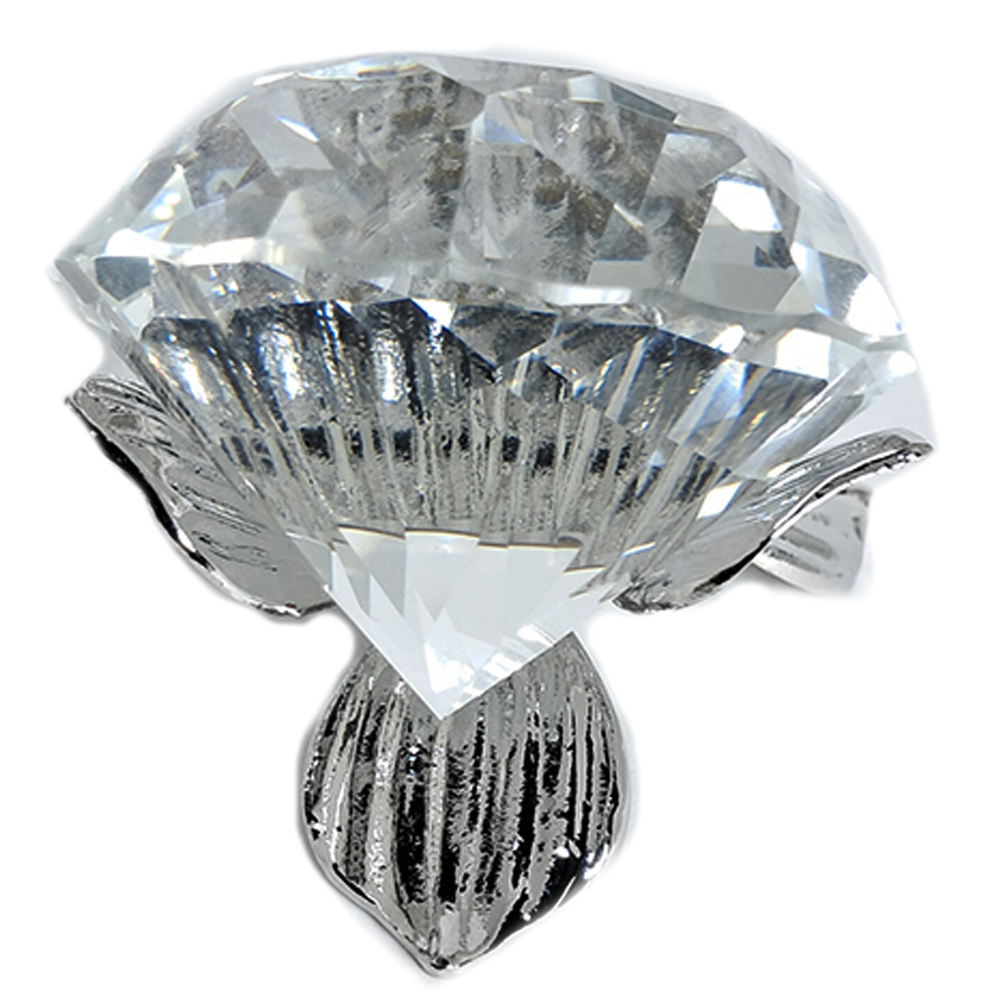 穩鑽{賺}水晶鑽石6公分&銀花托座【十方】152464