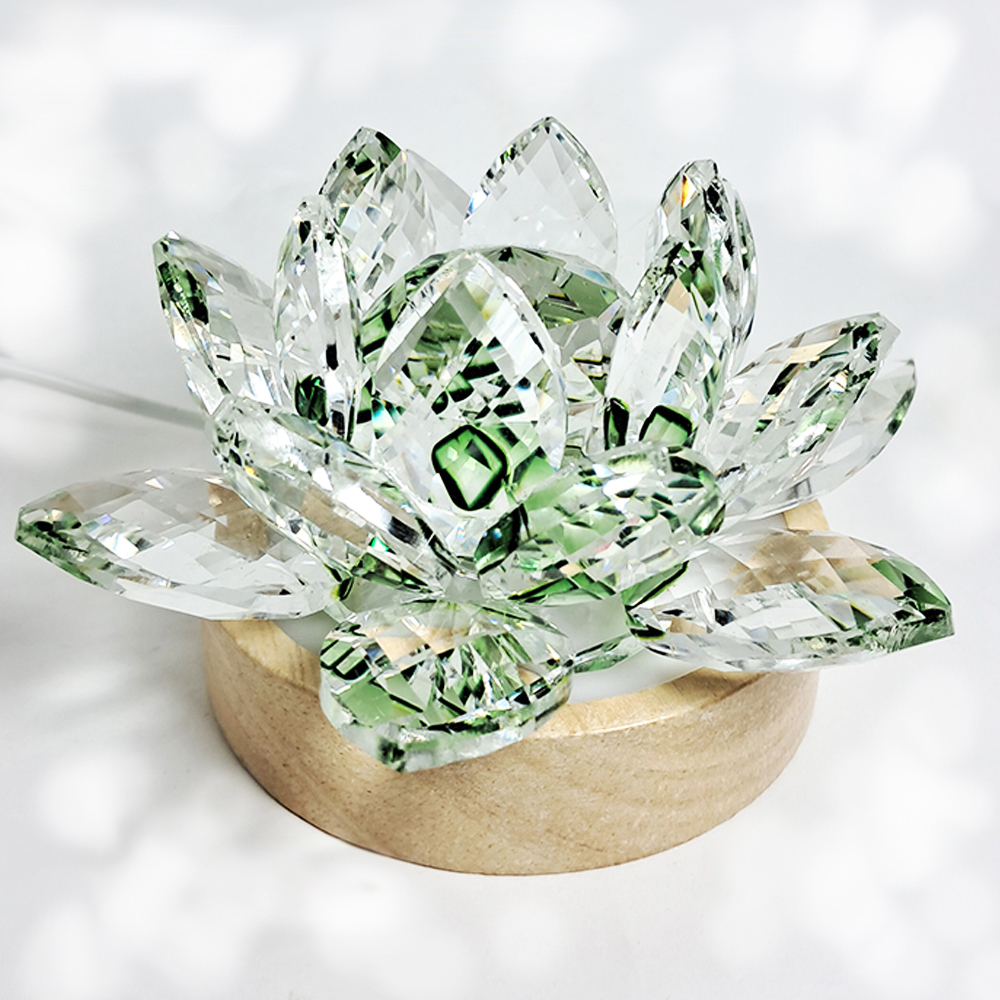 水晶蓮花40#綠&Led燈座1座【十方】152642