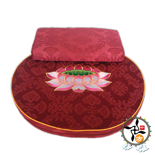 提花彩蓮圓椰絲坐墊D20A 棗紅色【十方】116581