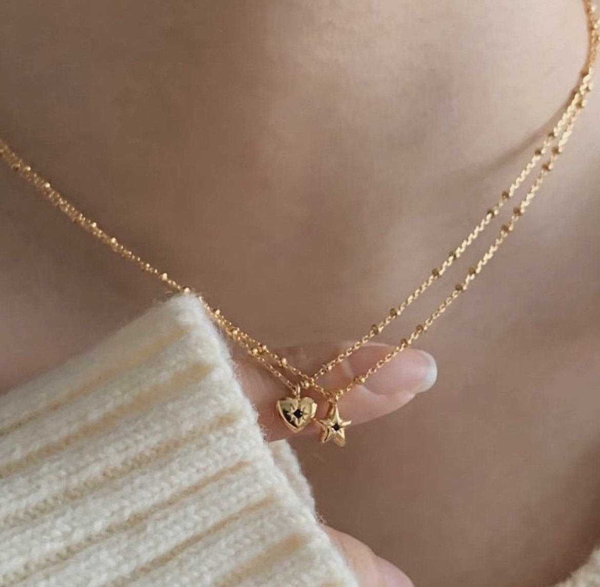 時髦黑金銀 小愛心星星項鍊系列