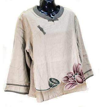 拼布米咖啡色上衣(秋冬)【十方】148001