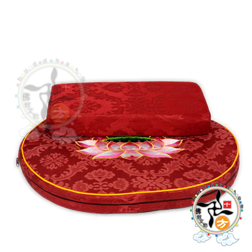提花彩蓮圓椰絲坐墊D20A 棗紅色【十方】116581