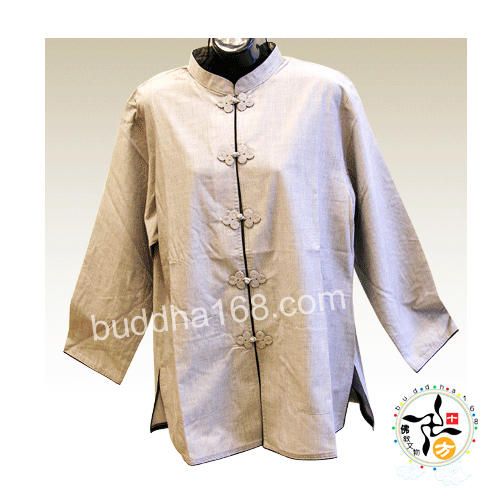 女居士服滾邊花扣長袖夏裝XL台【十方】113136