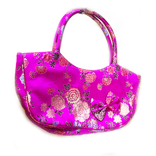 中國風玫瑰圓手提包{桃紅色}【十方】114741