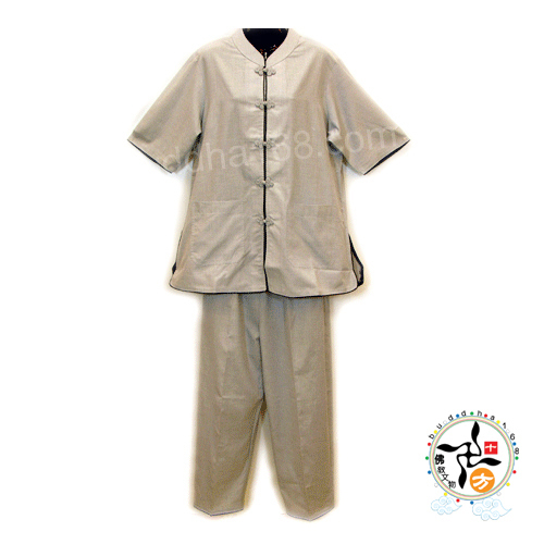 女居士服{滾黑邊}夏裝短袖XL【十方】138676