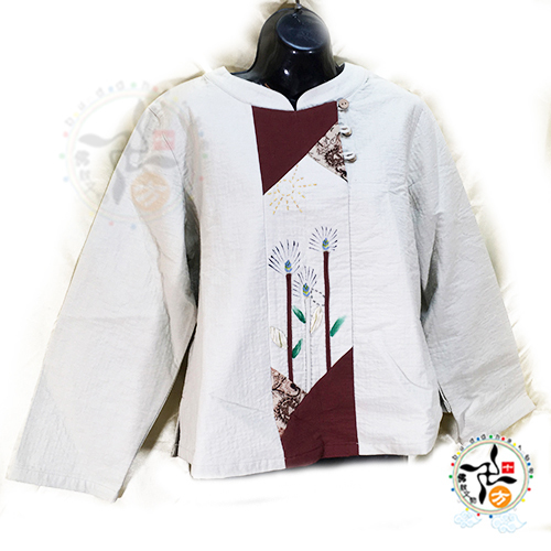 拼布米白色上衣(秋冬){特價出清}【十方】145617