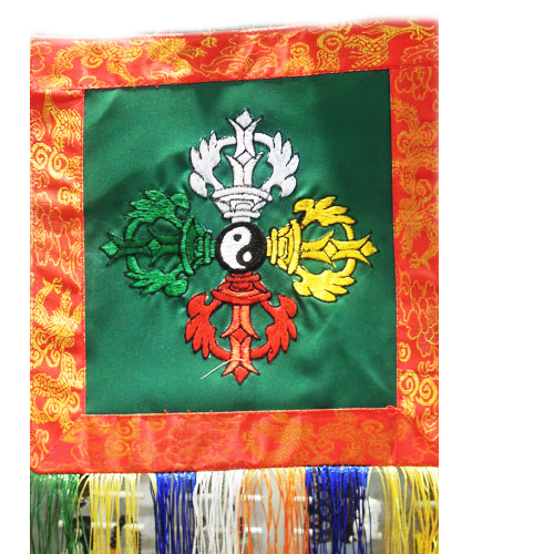 十字杵小布縵掛飾(綠底)【十方】129729