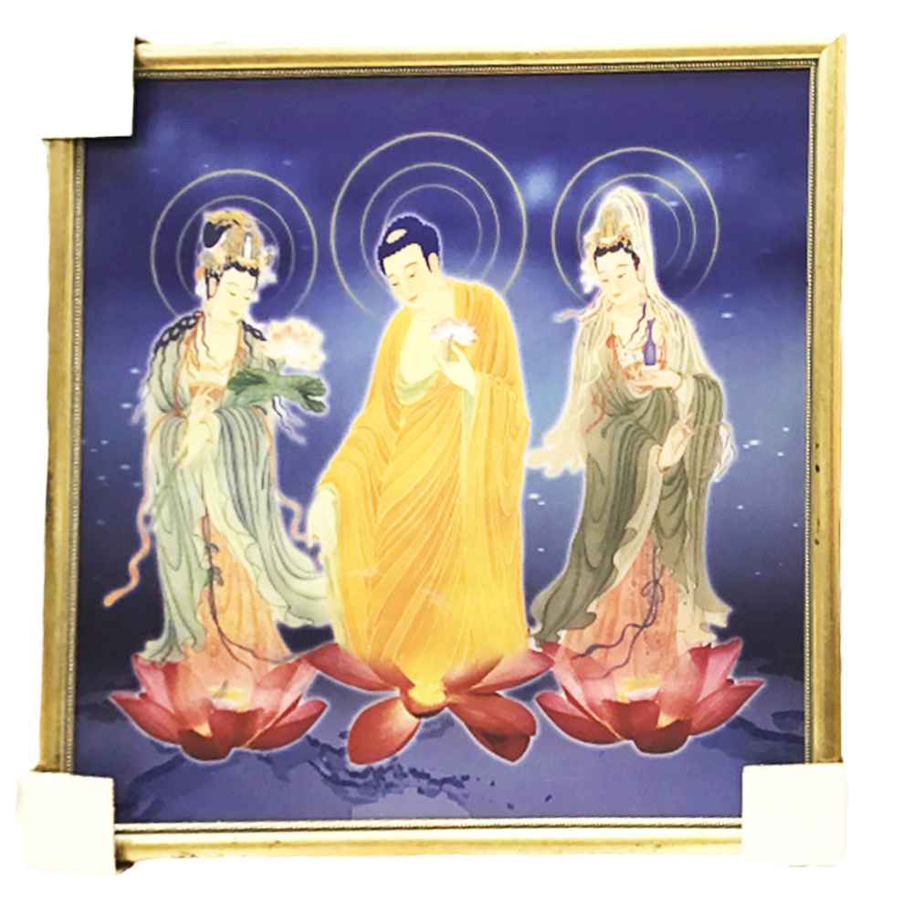 西方三聖{金}木框 63公分 【十方】129841