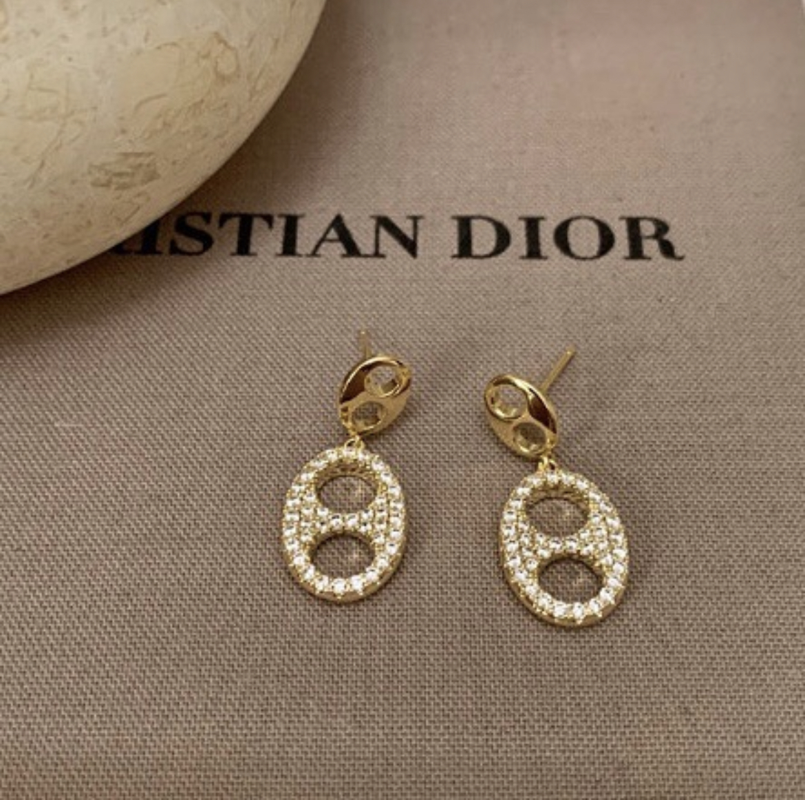 高級豬鼻 雙金鑽雙墜